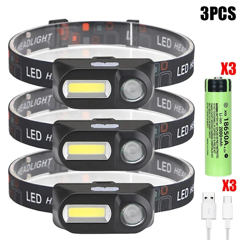 lampe frontale led rechargeable usb noir gris rouge camping cyclisme