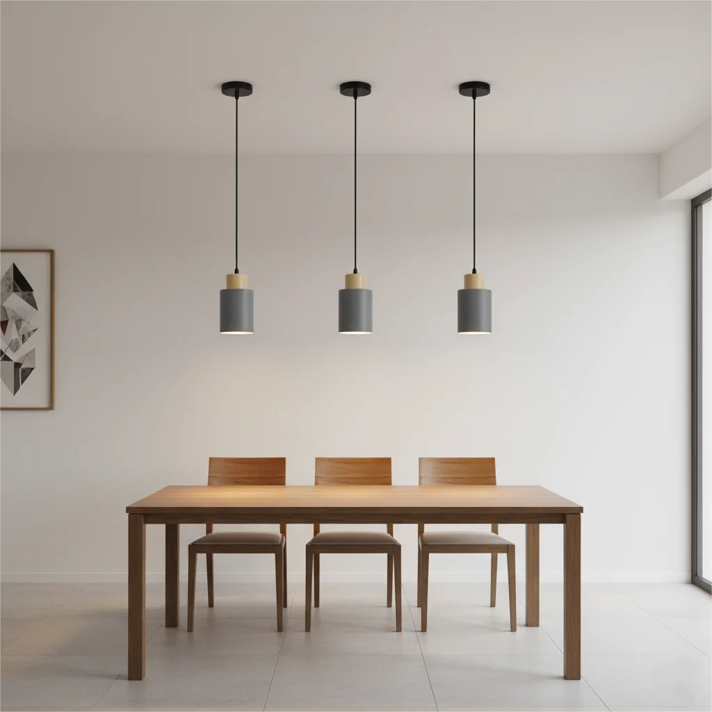 Lampes suspendues modernes minimalistes bois clair blanc noir câble ampoule tension 90 260V flux
