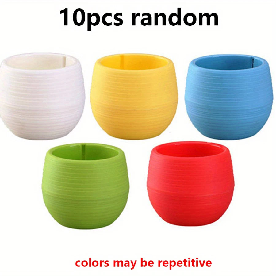 cache pots succulentes couleurs mixtes rayures horizontales moderne minimaliste plastique variété tons vibrant