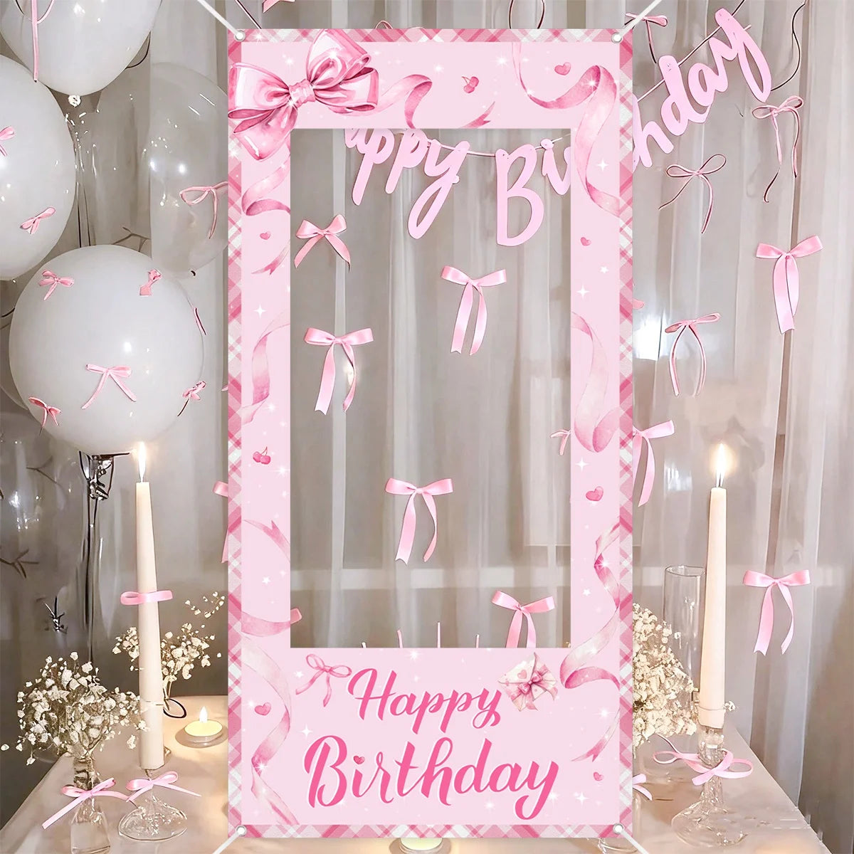 cadre photo rose rubans coeurs happy birthday clips occasion anniversaire saint valentin fête mères