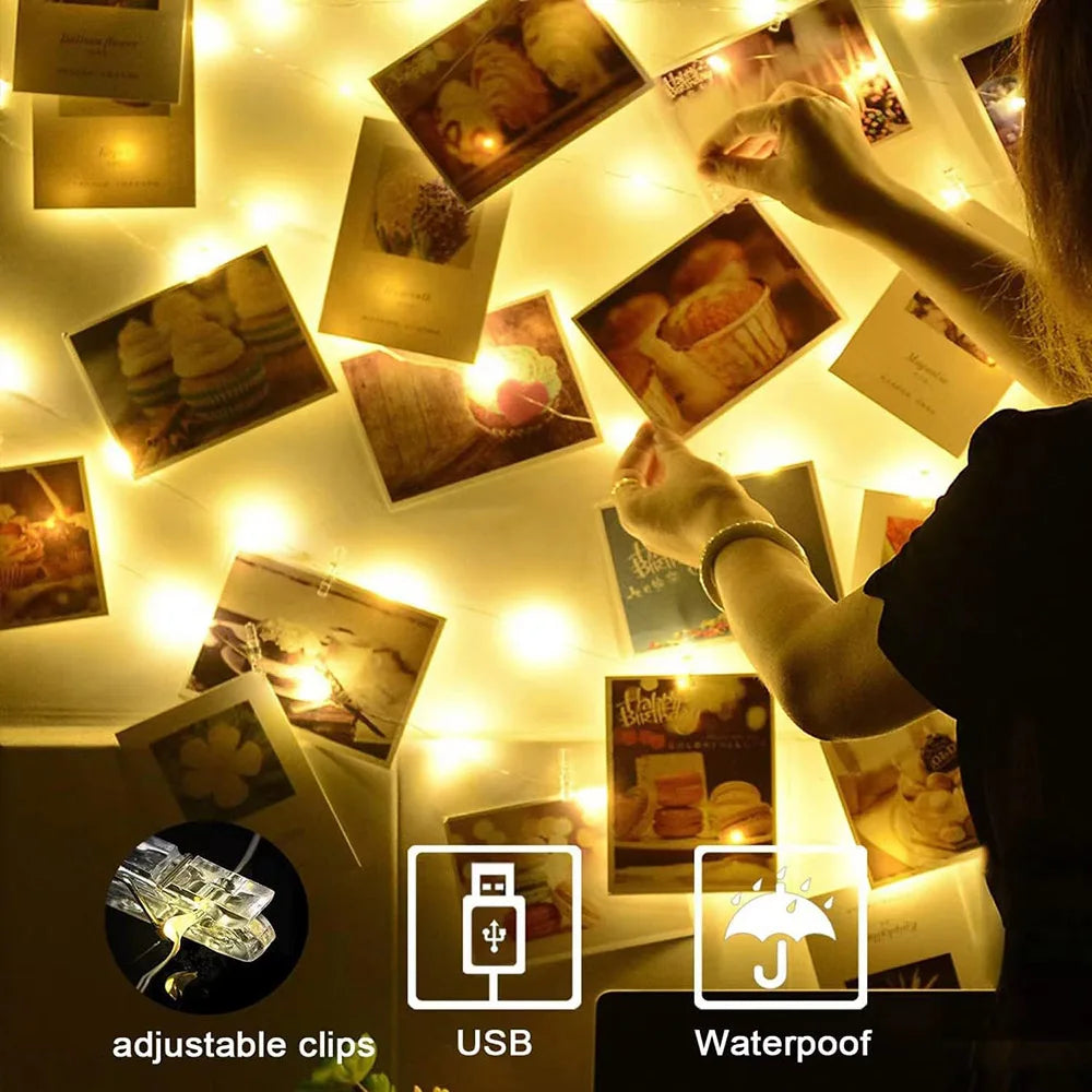 Guirlande lumineuse photo clips décor chambre