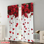 rideau moderne roses rouges coeurs blanc translucide polyester pièces chambre salon