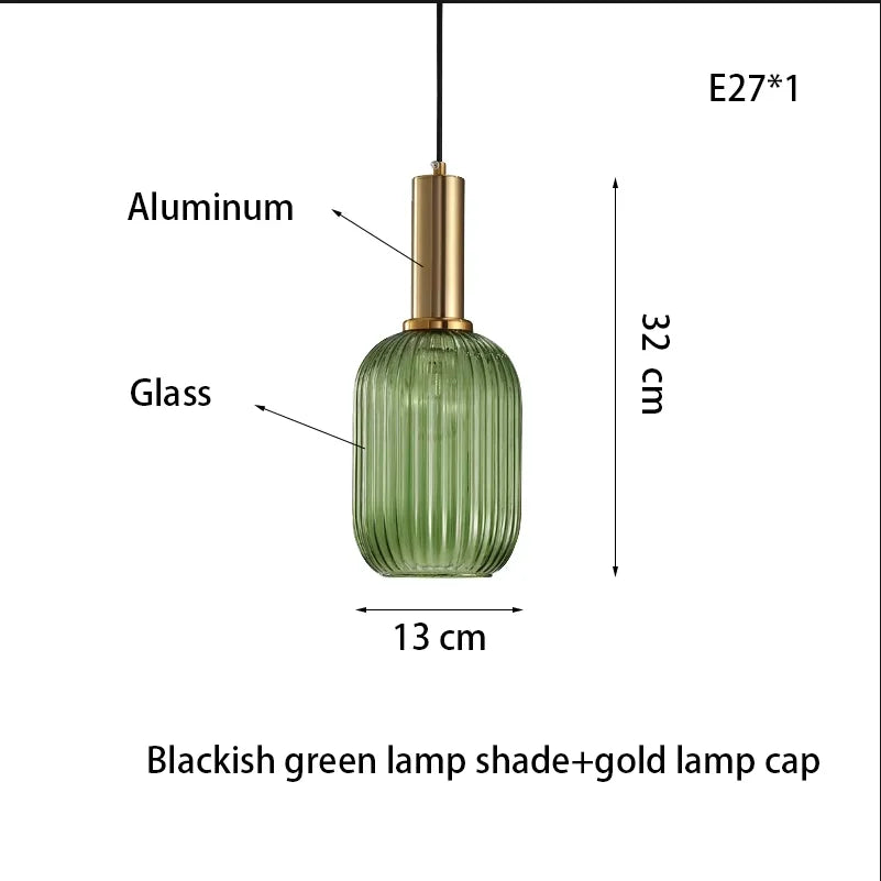 suspension lumineuse moderne vert rayures opacité câble noir gris beige chambre salon