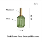 suspension lumineuse moderne vert rayures opacité câble noir gris beige chambre salon