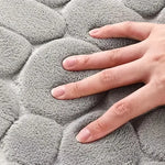 tapis bain gris clair texture galet moderne antidérapant polyester lavable