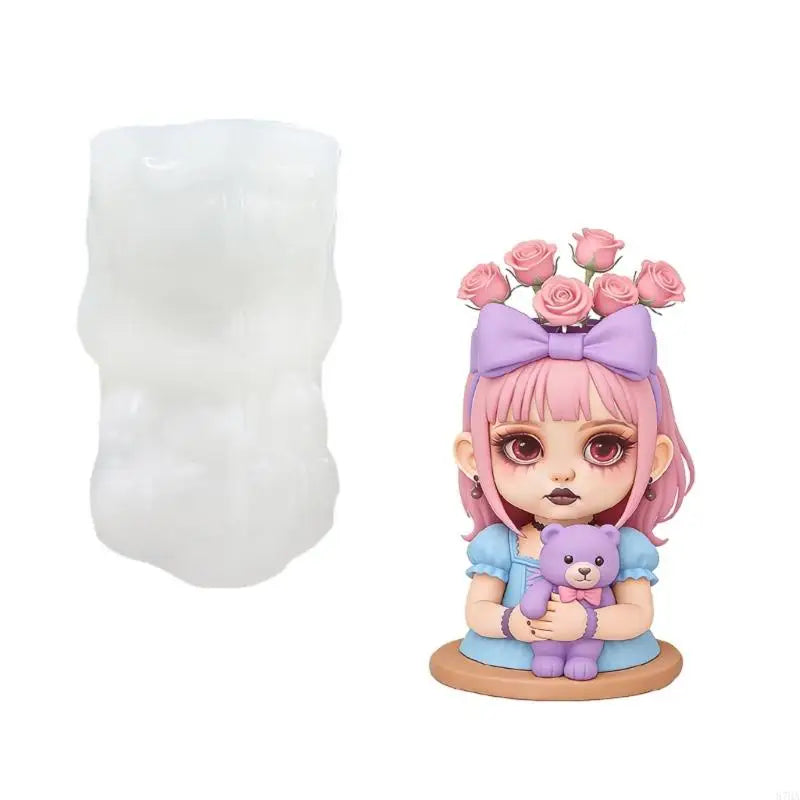 moule silicone pot fleur figurine tête fille ours peluche palettes peinture pinceaux lampe étoile