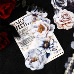 autocollants fleurs anémones roses adhésif bleu blanc doré élégants scrapbooking collage