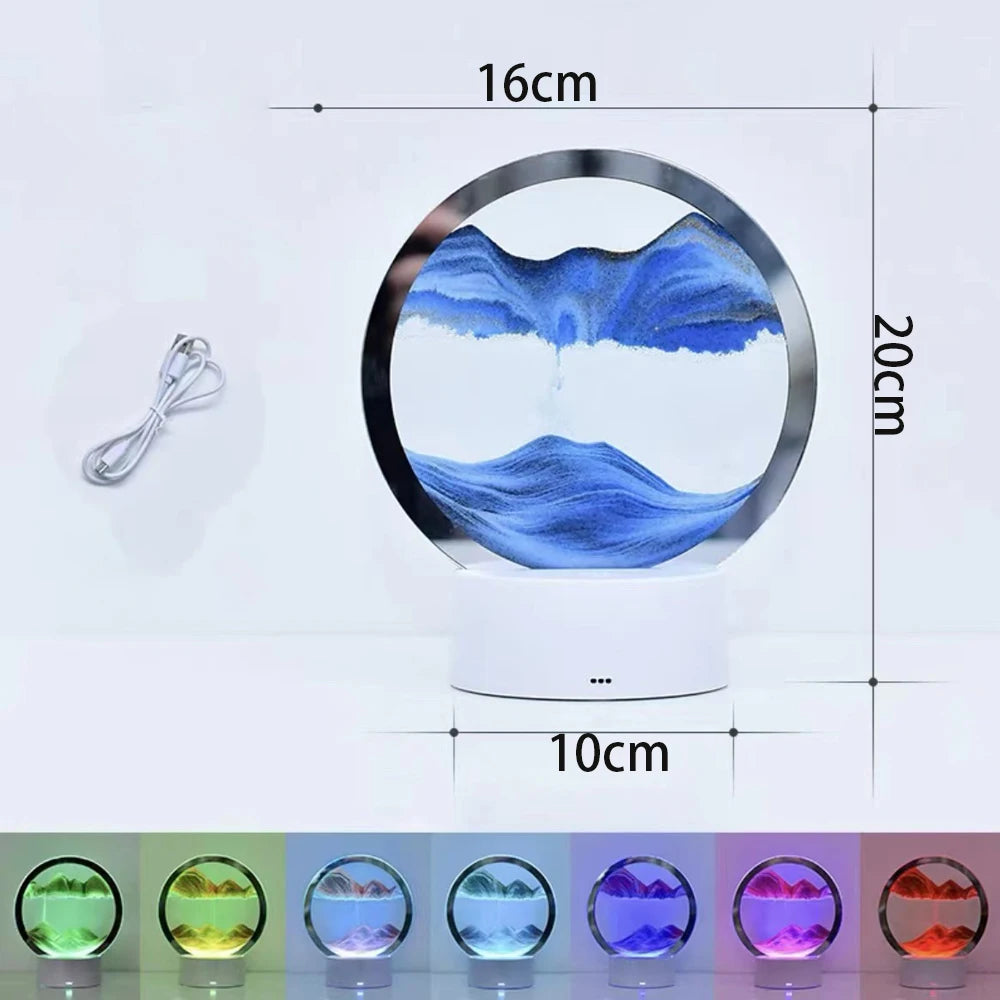 lampe décorative moderne paysage montagnes vagues couleurs vert jaune bleu violet orange base plate