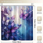 rideau douche violet papillons moderne tapis sol toilette polyester respectueux environnement