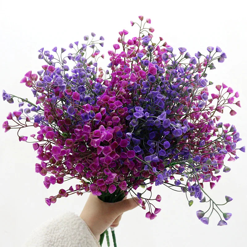 bouquet artificiel violet rose vert cloches modernes décoration intérieure maison événements anniversaires fêtes