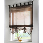 rideau transparent romain brodé couleurs multiples tissu léger plis horizontaux rubans verticaux décoratif