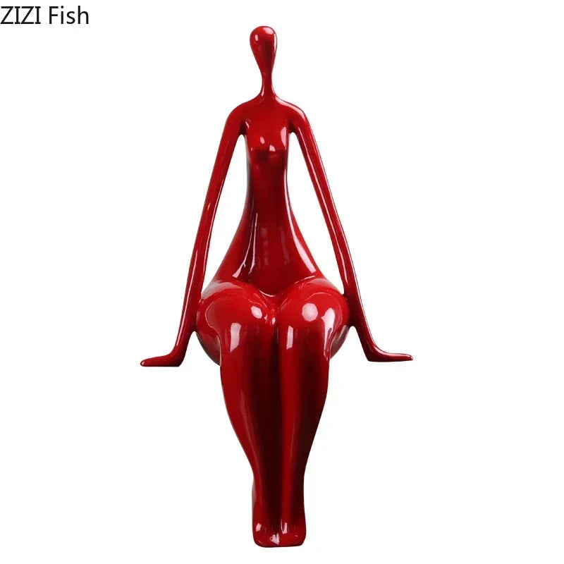 sculpture abstraite résine noire blanche rouge moderne minimaliste decoration art ornement finition autre