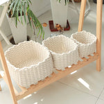 paniers rangement réutilisables tissage coton rotin tailles petites moyennes grandes scandinave minimaliste