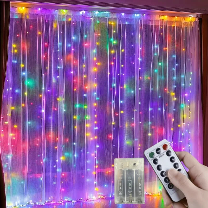 rideau lumineux multicolore transparent 100 led modes télécommande moderne festif