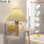 lampes murales bois clair abatjour plissé éclairage quotidien scandinave rustique chaleureux fixées mur plaque