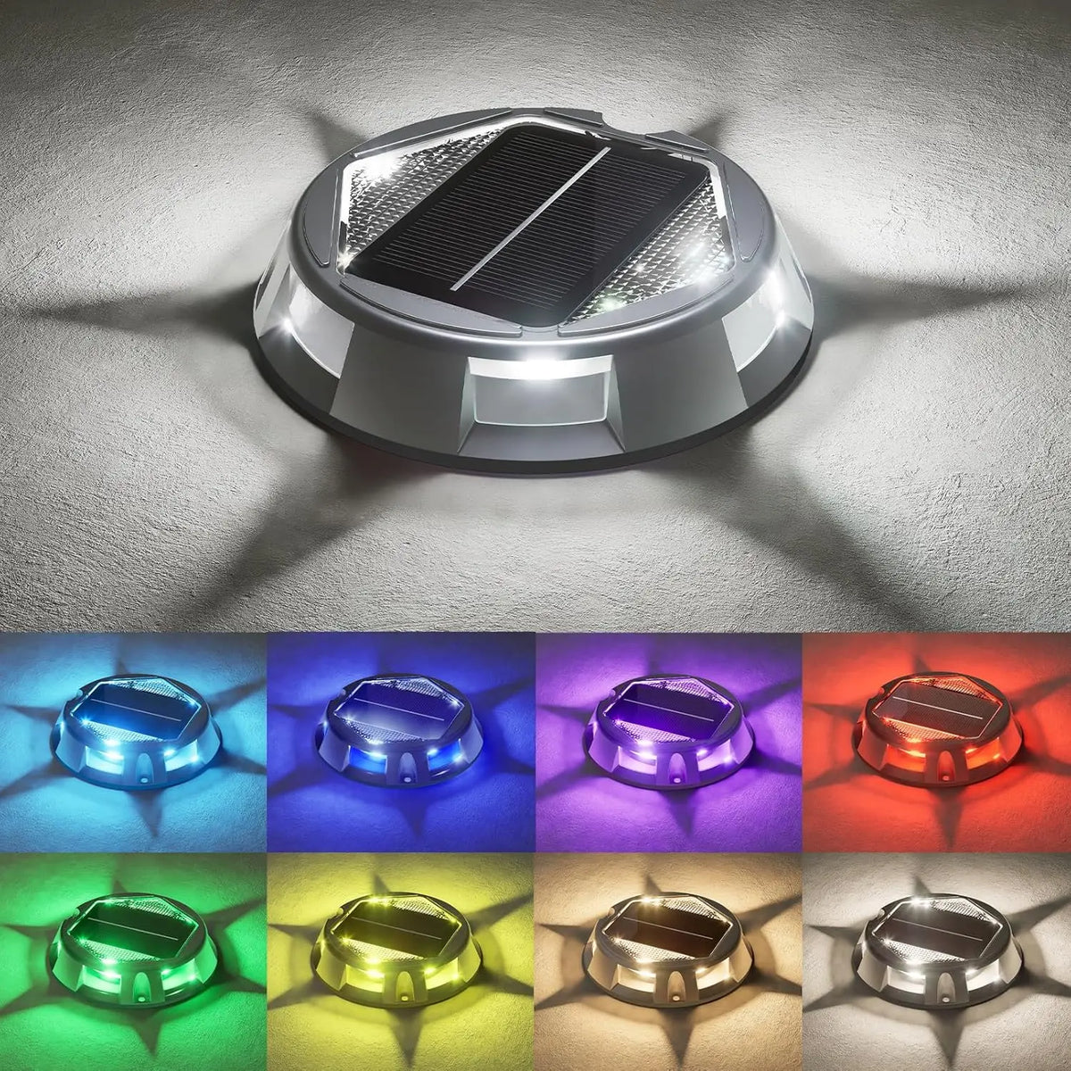 lumière solaire argentée ip68 led rechargeable extérieure moderne bouton tactile rond autonomes jardin