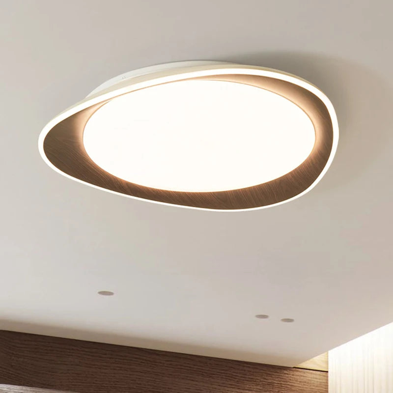 plafonnier led bois moderne blanc texture naturelle éclairage chambre salon autonomie tactile