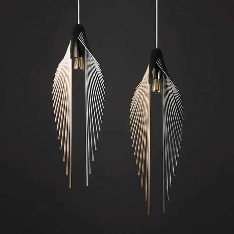 suspension lumineuse contemporaine noir doré blanc rayonnante feuillue clips câble suspension 60 249 lumens