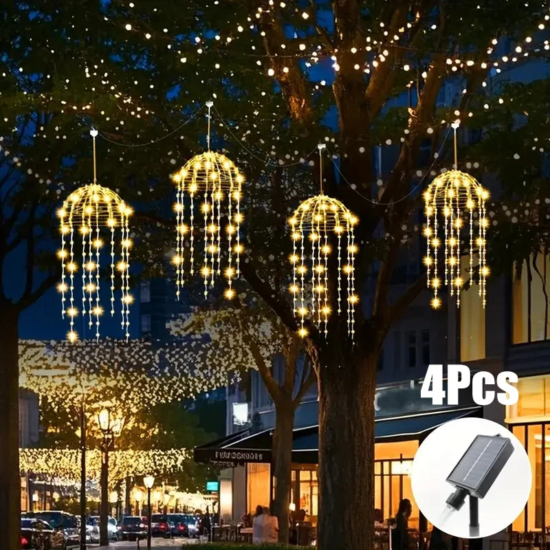 guirlande lumineuse solaire cascade blanc chaud moderne ip65 modes contemporain