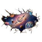 sticker mural 3d multicolore planètes étoiles ciel nocturne nuages effet trompe l’oeil chambre moderne