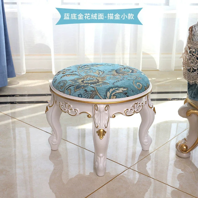 tabouret sculpté cuir tissu brodé classique baroque élégant maison salon chambre
