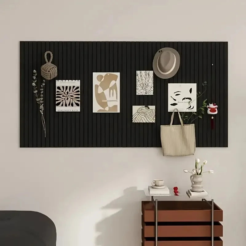 panneau mural décoratif minimaliste beige gris blanc rainures verticales régulières dimensions 40cm 60cm abstrait