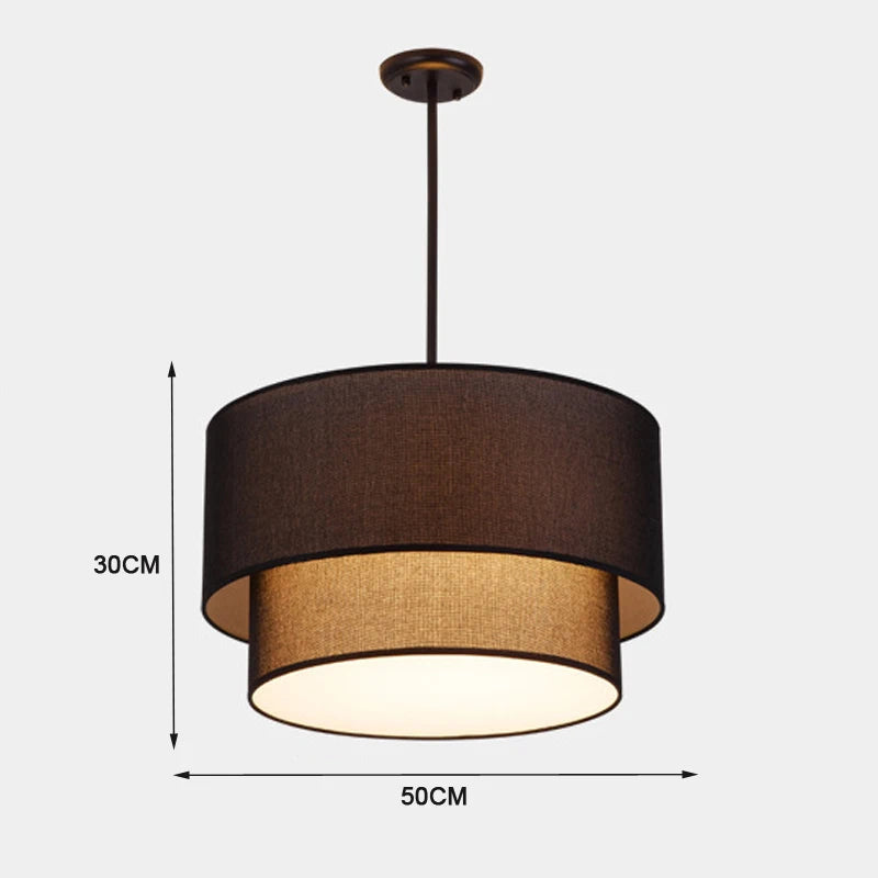 suspension lumineuse deux abat jour textile lin couleur beige noir blanc moderne minimaliste