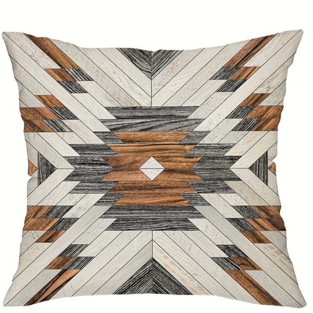 taies d'oreiller géométriques moderne 100% polyester noir blanc marron gris lit opaques moderne