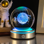 veilleuses boule cristal galactique planètes étoiles moderne lumière led transparentes enfants chambre deco table