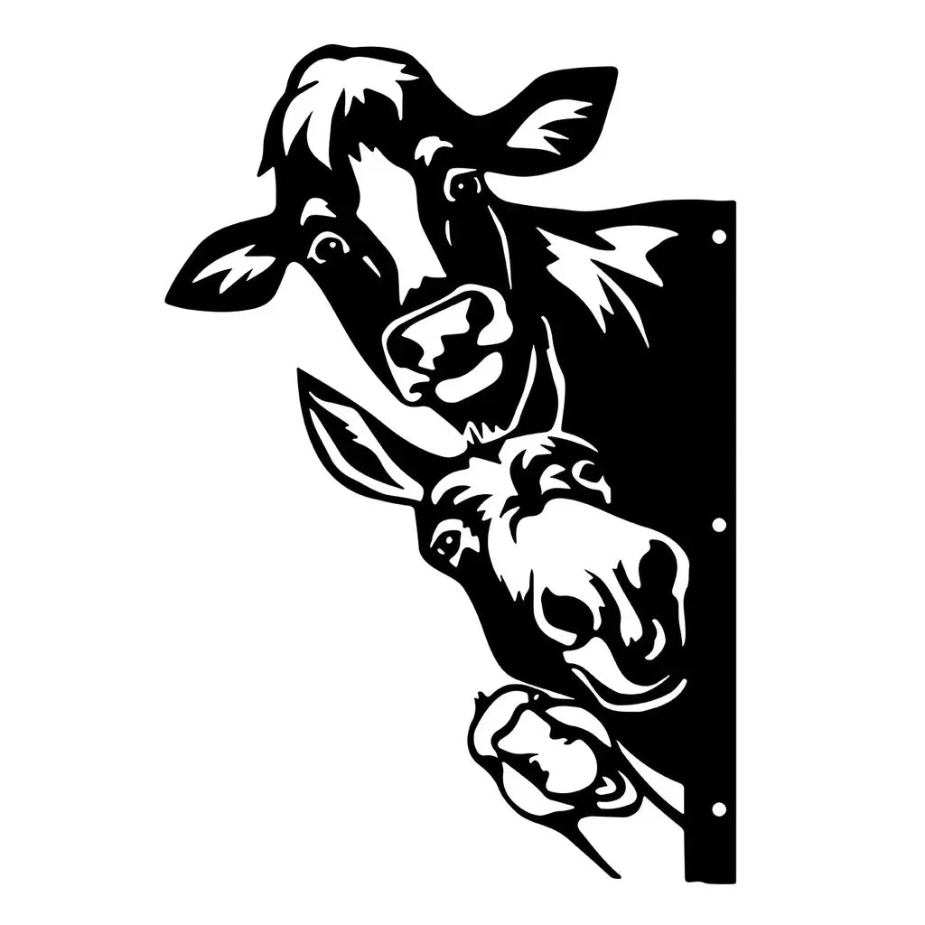 décoration murale métal vache canards noir blanc rustique fixations jardin art réaliste