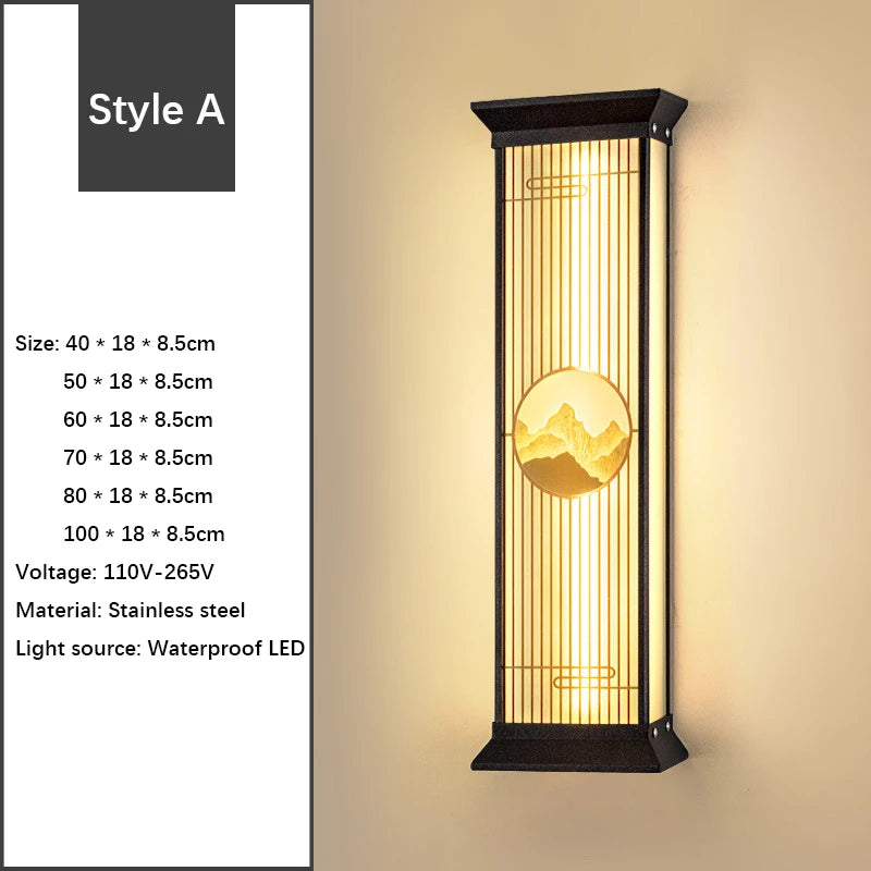 applique murale extérieure led moderne noir doré acier inoxydable étanche porche jardin