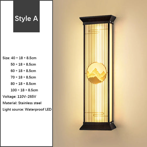 applique murale extérieure led moderne noir doré acier inoxydable étanche porche jardin
