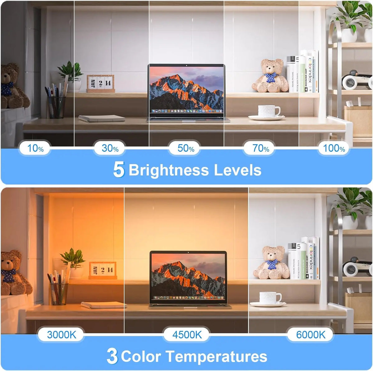lampe led veilleuse noir rechargeable affichage numerique controle aimant minimaliste led 3000k 4500k 6000k