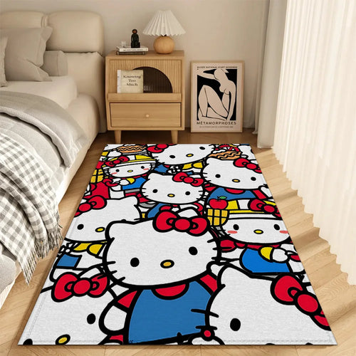 tapis sol chambre enfant motif hello kitty carreaux moderne doux anti dérapant décoratif