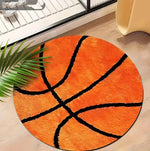 tapis rond orange noir motif basket geométrique moderne 80x80cm 120x120cm PVC polyester