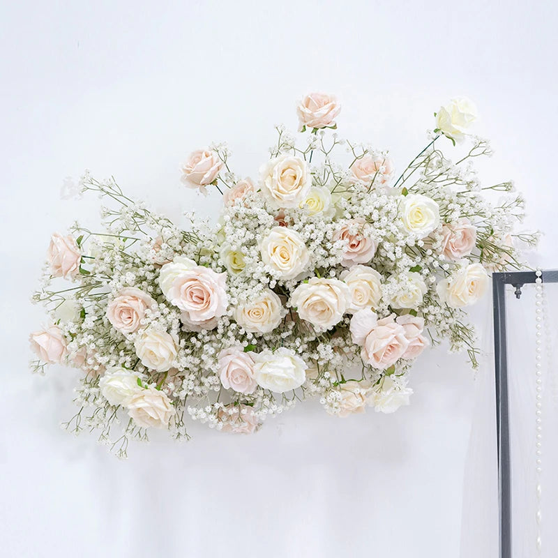 décoration mariage arches fleurs roses baby's breath voile romantique extérieur