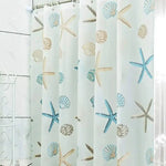 rideaux douche moderne blanc noir bleu motifs géométriques semi transparent anneaux respectueux environnement