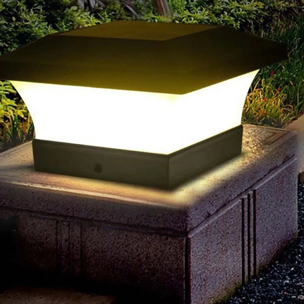 lumière solaire extérieure led noir ip65 étanche art deco moderne jardin clôture pont poteau