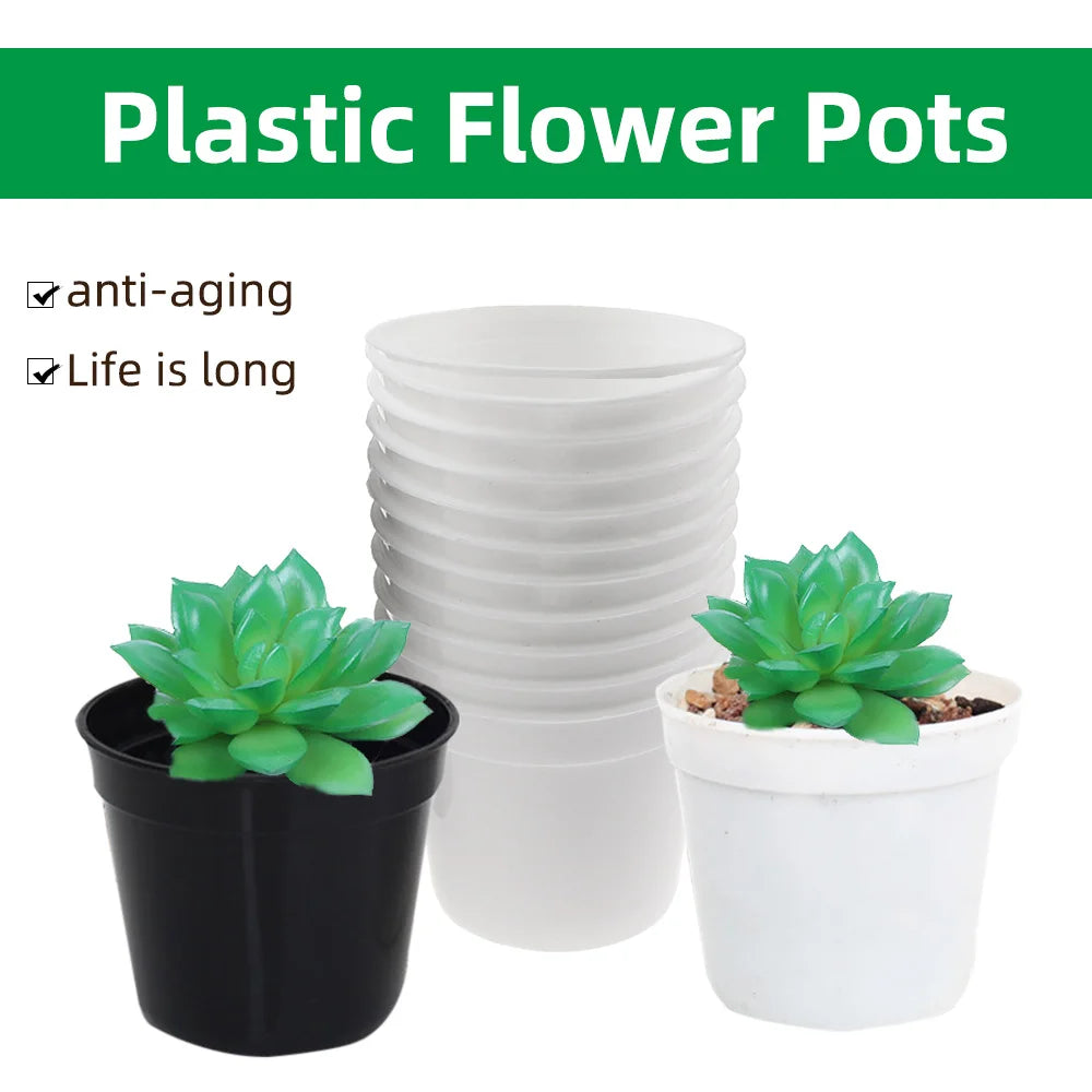 jardinière moderne pots plastique noir blanc succulente drainage plante verteintérieur minimaliste
