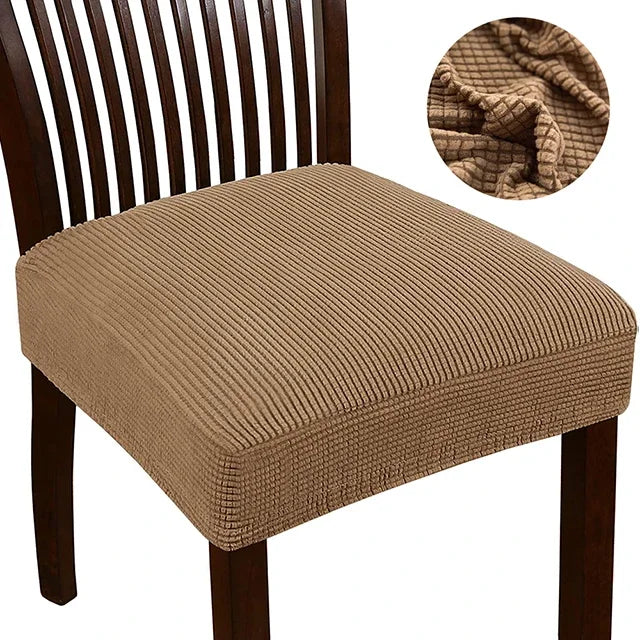 Housse chaise moderne polyester bleu rayures horizontales élastique lavable 30°C