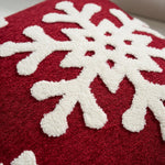 taies d'oreiller square rouge blanches flocons merry christmas coton polyester décoration lit sans rembourrage