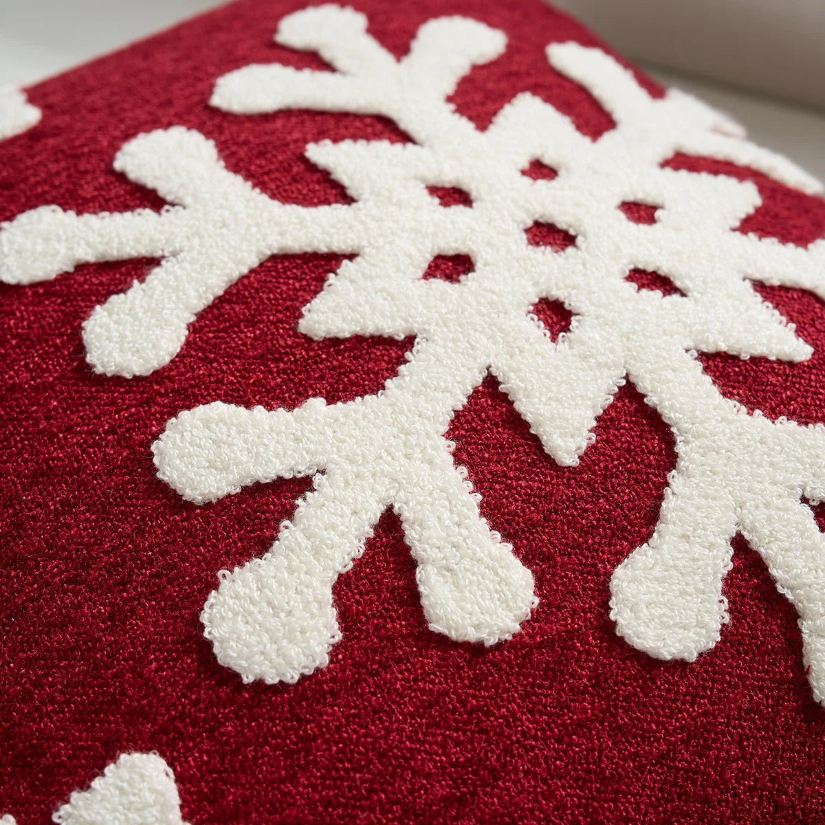 taies d'oreiller square rouge blanches flocons merry christmas coton polyester décoration lit sans rembourrage