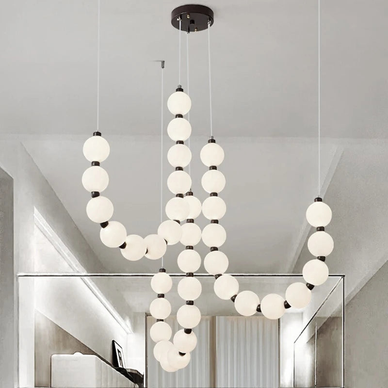 suspension lumineuse blanches moderne chaînes fixées support inclusion chaînes moderne