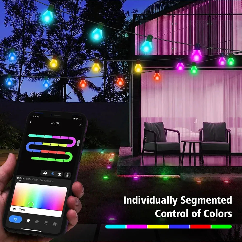 guirlande lumineuse led multicolore 10m 50 ampoules 5v ip44 moderne télécommande usb