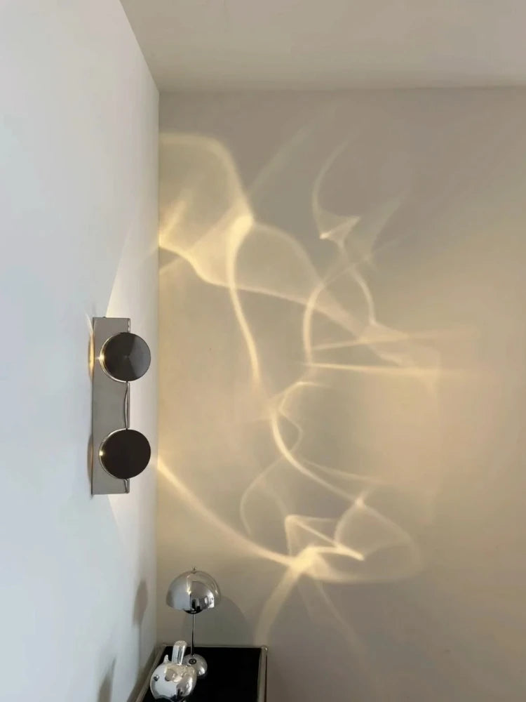 Lampes murales modernes ondulé ombre projetée noir argenté chambre coucher entrée