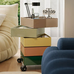 meuble tiroirs mobile moderne minimaliste marron clair vert beige jaune rose pâle sans motif