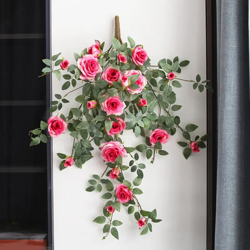 guirlande florale artificielle roses feuilles décoration mariage anniversaire intérieur blanc rose orange vert