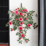 guirlande florale artificielle roses feuilles décoration mariage anniversaire intérieur blanc rose orange vert