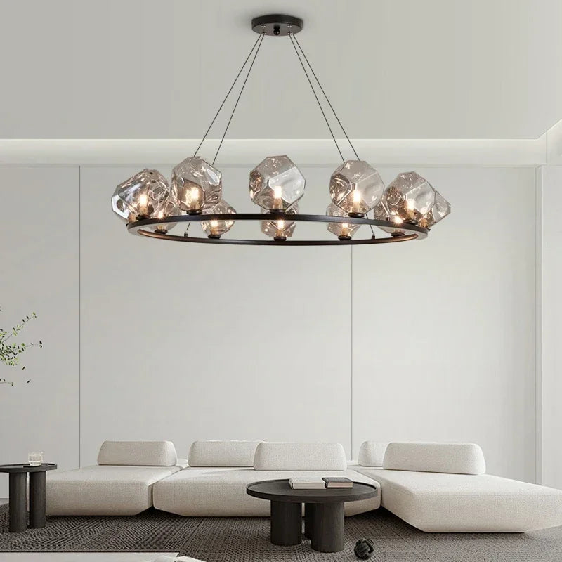 suspension lumineuse moderne scandinave ampoules led noir transparent