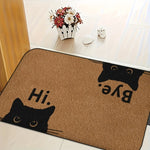 tapis moderne antidérapant chat noir yeux dorés textes hi bye entrée 50x80cm